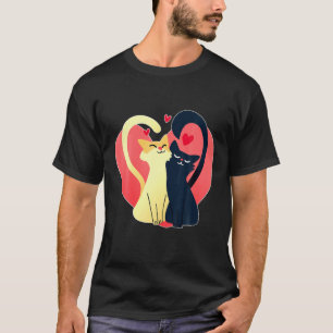 Camiseta Gato de jengibre negro gatito Día de San Valentín