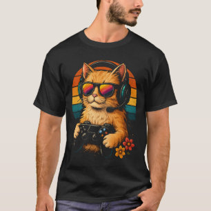 Camiseta Gato de jugador - Auriculares y controlador de est