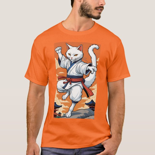 Camiseta Gato de karate blanco (Anverso)