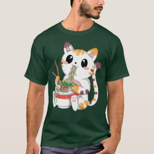 Camiseta Gato de Kawaii Cute fideos de ánime japonés