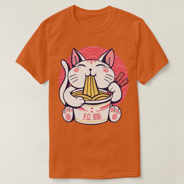 Camiseta Gato de Kawaii Gato de Cute Kitty Ramen Noodles Lo (Diseño del anverso)
