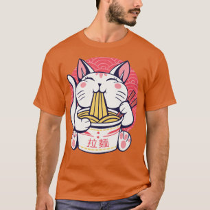Camiseta Gato de Kawaii Gato de Cute Kitty Ramen Noodles Lo