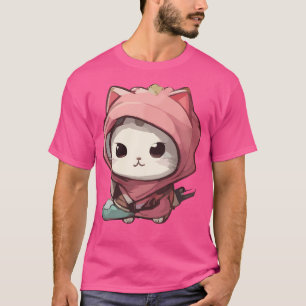 Camiseta Gato De Kawaii Ninja Con Estilo Japonés
