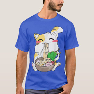 Camiseta Gato de Kawaii Ramen Anime Chica de regalo de comi