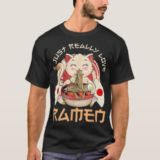 Camiseta Gato de Kawaii Ramen Chicas de regalo de anime neg