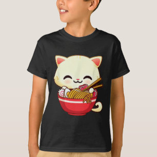Camiseta Gato de Kawaii Ramen Comida japonesa Divertida Chi
