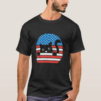 Camiseta Gato de la bandera americana Gafas de sol Gato pat