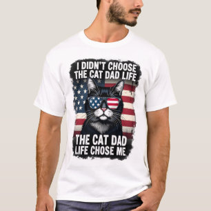Camiseta Gato de la bandera americana vintage Papá Día del 