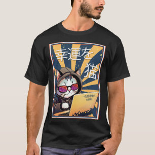 Camiseta Gato de la buena suerte gato japonés de la línea f