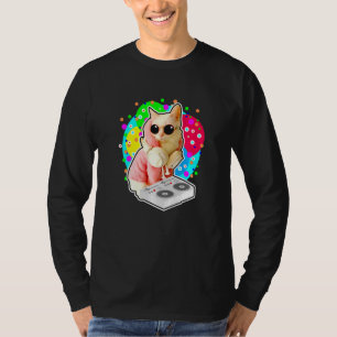 Camiseta Gato de la casa Arcoiris Dj Cat Cute Kitty