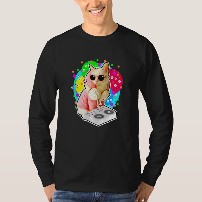 Camiseta Gato de la casa Arcoiris Dj Cat Cute Kitty (Anverso)