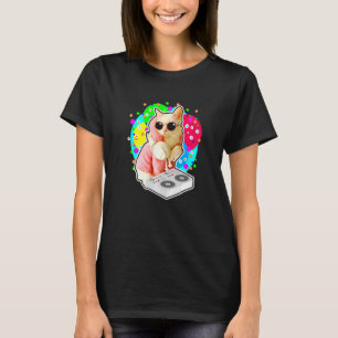 Camiseta Gato de la casa Arcoiris Dj Cat Cute Kitty