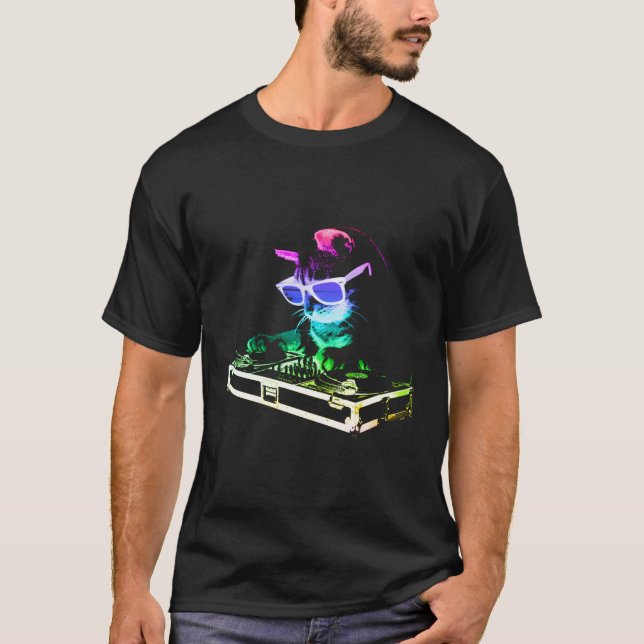Camiseta Gato de la Casa Arcoiris Dj Cat Kitty (Anverso)