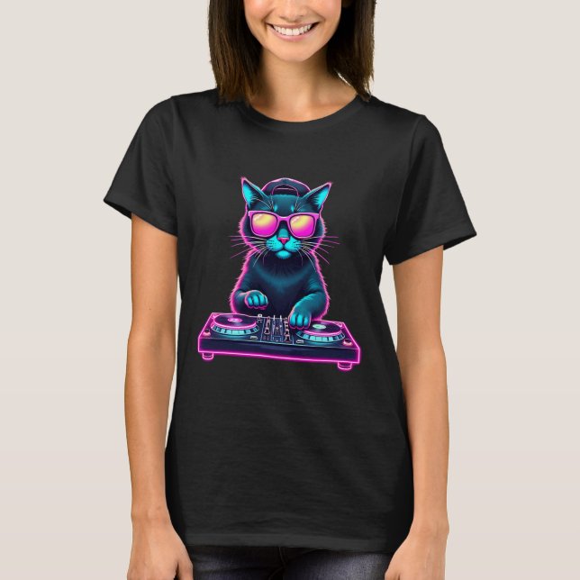 Camiseta Gato De La Casa Del Dj Arcoiris Dj Cat Kitty (Anverso)