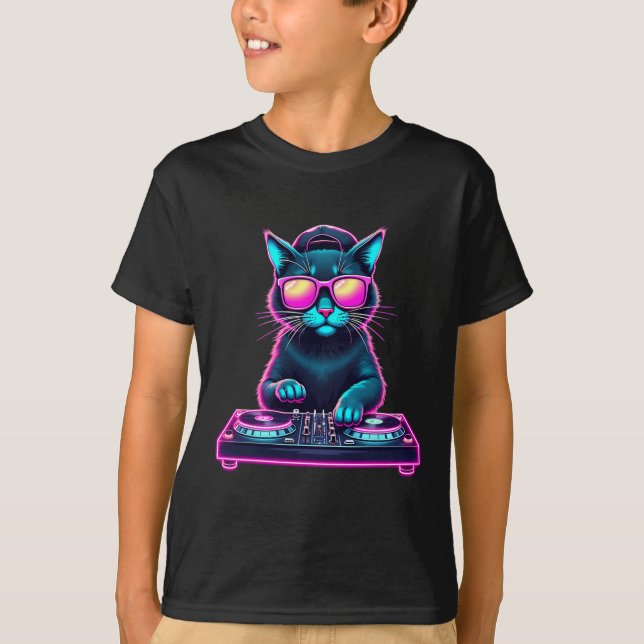 Camiseta Gato De La Casa Del Dj Arcoiris Dj Cat Kitty (Anverso)