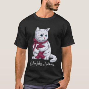 Camiseta Gato de la cinta borgoña del Mes de Concienciación