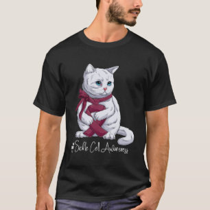 Camiseta Gato de la cinta borgoña del Mes de Concienciación
