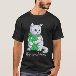Camiseta Gato de la cinta verde del Mes de Concienciación s