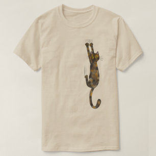 Camiseta Gato de la concha de tortuga colgando   Funny Tort