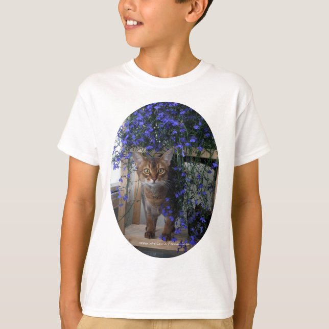 Camiseta Gato de la flor (oval) (Anverso)