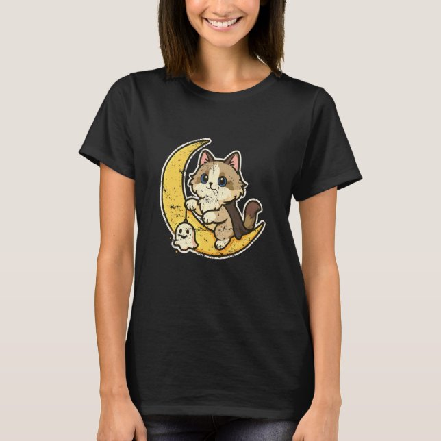 Camiseta Gato de la Luna con Fantasmita (Anverso)