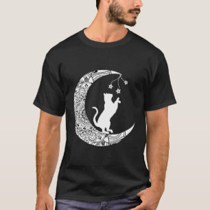 Camiseta Gato de la luna juguetón divertido gato Mandala Cr