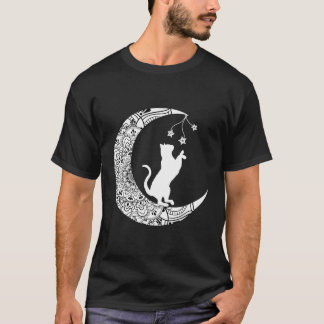 Camiseta Gato de la luna juguetón divertido gato Mandala Cr