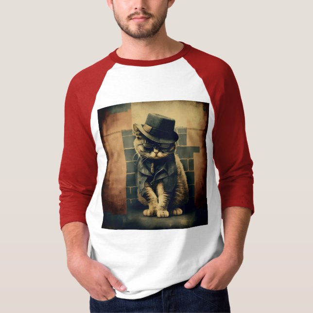 Camiseta Gato de la mafia retro (Anverso)