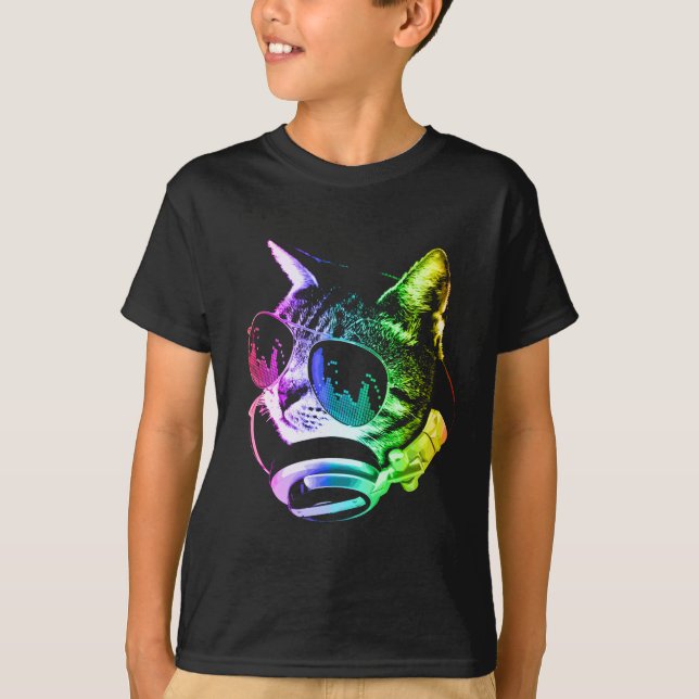 Camiseta Gato de la música del arco iris (Anverso)