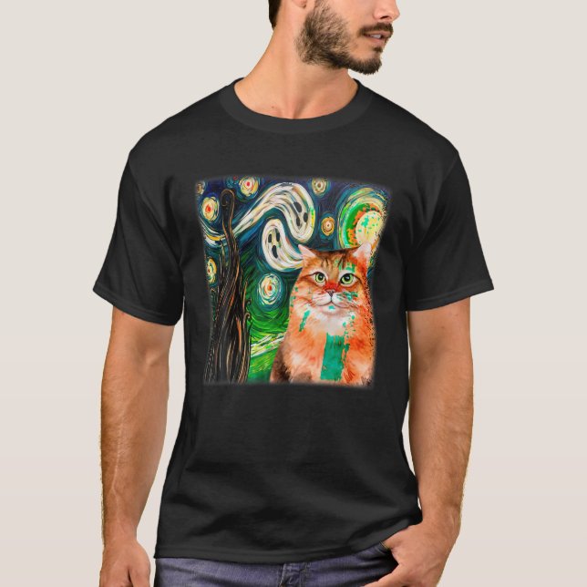 Camiseta Gato de la noche del estreno Van Gogh Ghost Scary  (Anverso)