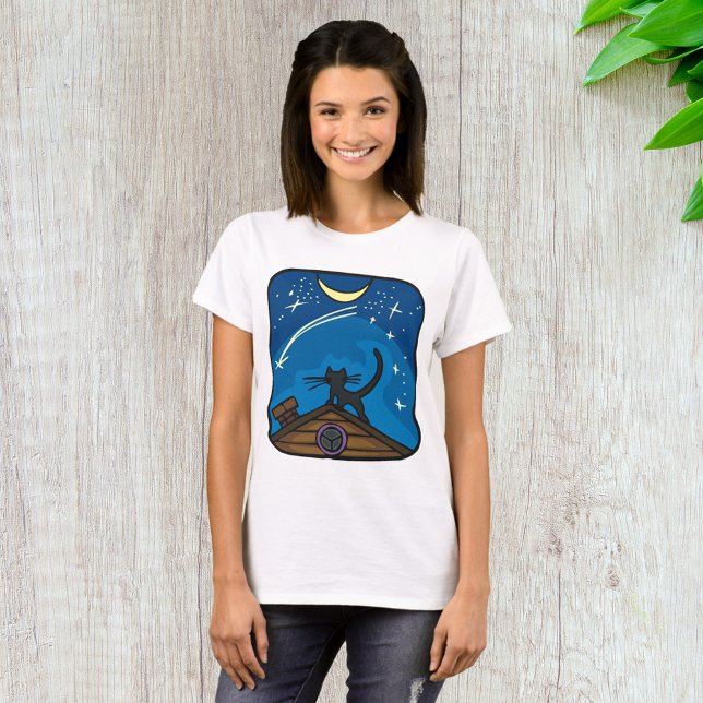 Camiseta Gato De La Noche En El Techo (Subido por el creador)