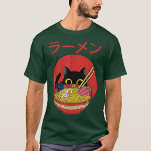 Camiseta Gato de la orina negra desata gato japonés de anim