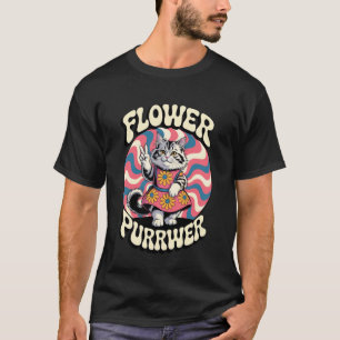 Camiseta Gato de la paz retro Purrwer flor - Desde 1776 Org