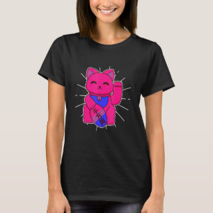 Camiseta Gato de la suerte del orgullo bisexual LGBTQ+ Asex