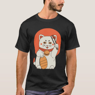 Camiseta Gato de la suerte japonés Maneki Neko Fortuna Japo