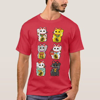 Camiseta Gato de la suerte Maneki Neko familia retro