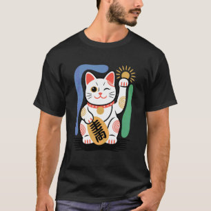 Camiseta Gato de la Suerte Maneki Neko Japonés Agitando For