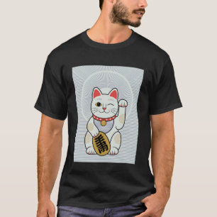 Camiseta Gato de la Suerte Maneki Neko Japonés Agitando For