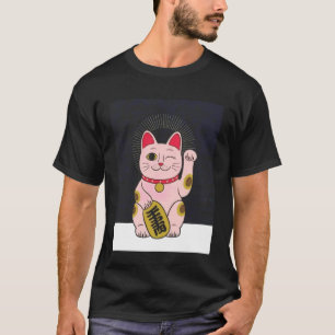 Camiseta Gato de la Suerte Maneki Neko Japonés Agitando For