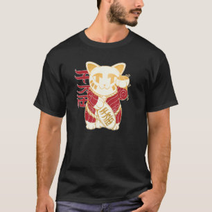 Camiseta Gato de la suerte Maneki Neko japonés buena suerte