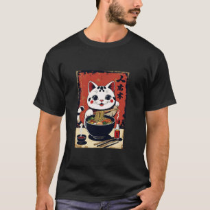 Camiseta Gato de la Suerte Maneki Neko Sopa Ramen Afortunad
