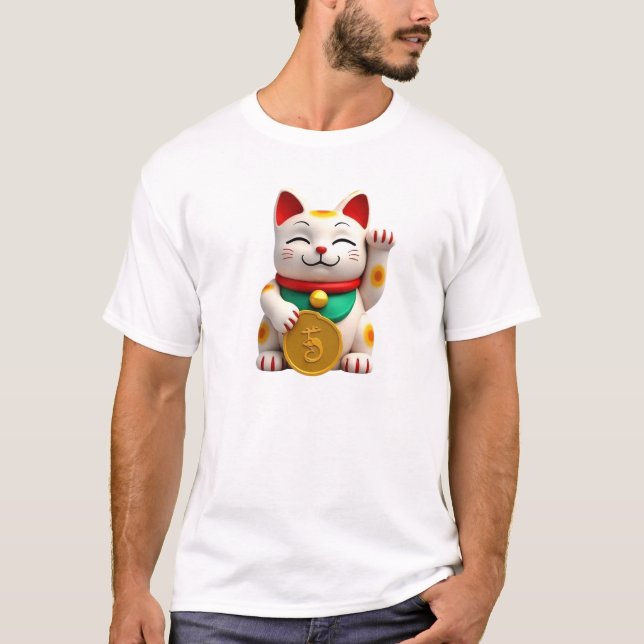 Camiseta Gato de la Suerte | Símbolo de Fortuna y  (Anverso)