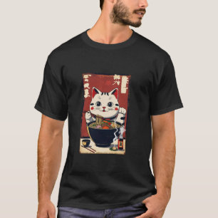 Camiseta Gato de la Suerte Sopa Ramen Maneki Neko Amuleto d