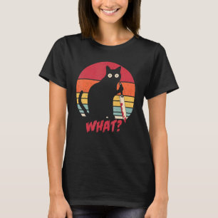 Camiseta Gato de la Vintage Qué Gato Negro Asesino Con Cuch