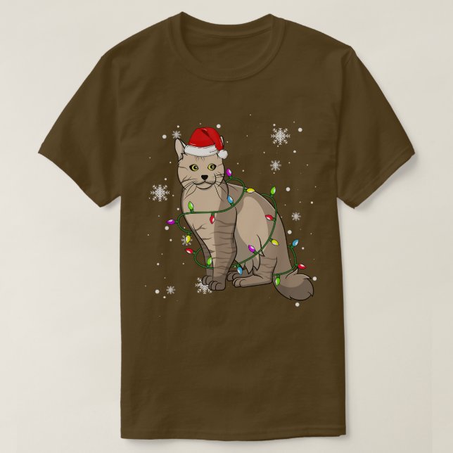 Camiseta Gato de LaPerm Navidades enciende a gato Navidad S (Diseño del anverso)