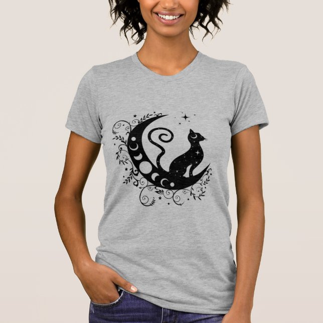 Camiseta Gato de las fases de la luna (Anverso)