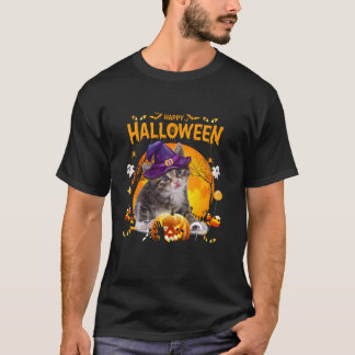 Camiseta Gato de las mujeres gatitas de la Chica Halloween