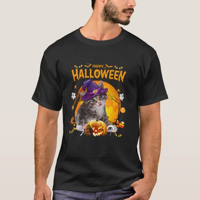 Camiseta Gato de las mujeres gatitas de la Chica Halloween (Anverso)