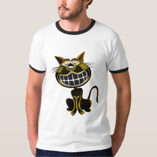 CAMISETA GATO DE LAUGHING NEGRO Y AMARILLO BRILLANTE