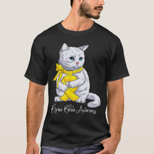 Camiseta Gato de lazo amarillo del Mes de Conciencia sobre 